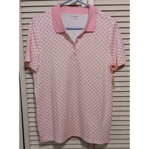 Studio Works Pink Gingham Short Sleeve Blouse Women's  Size M  New with Tags NWT